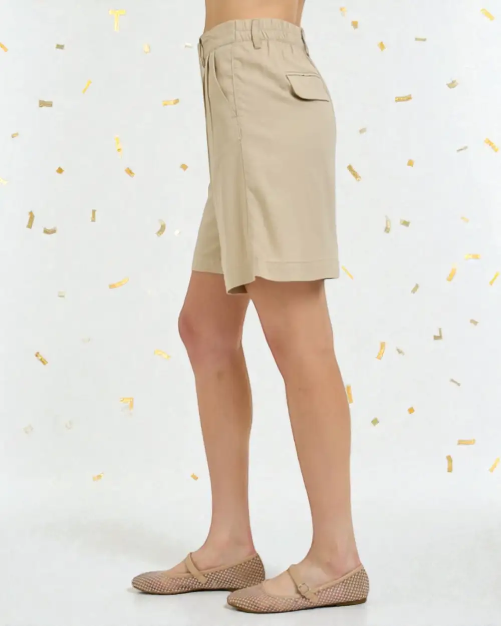 Relaxed Tailored Pleated Bermuda Shorts