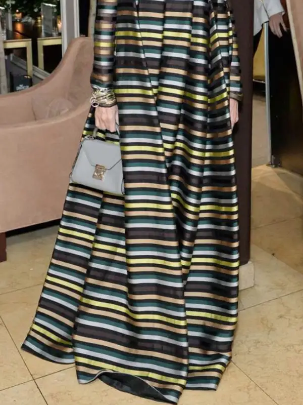 Loose Pleated Long Neck Maxi Dress