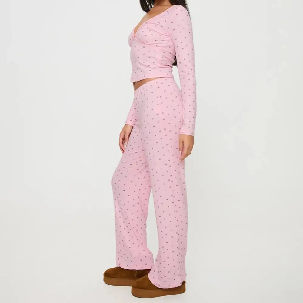Floral Long Sleeve Tee and Pants Lounge Set