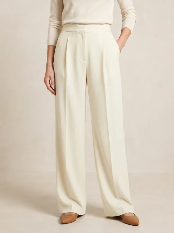 Office Contour Pleated Wide-Leg Trousers