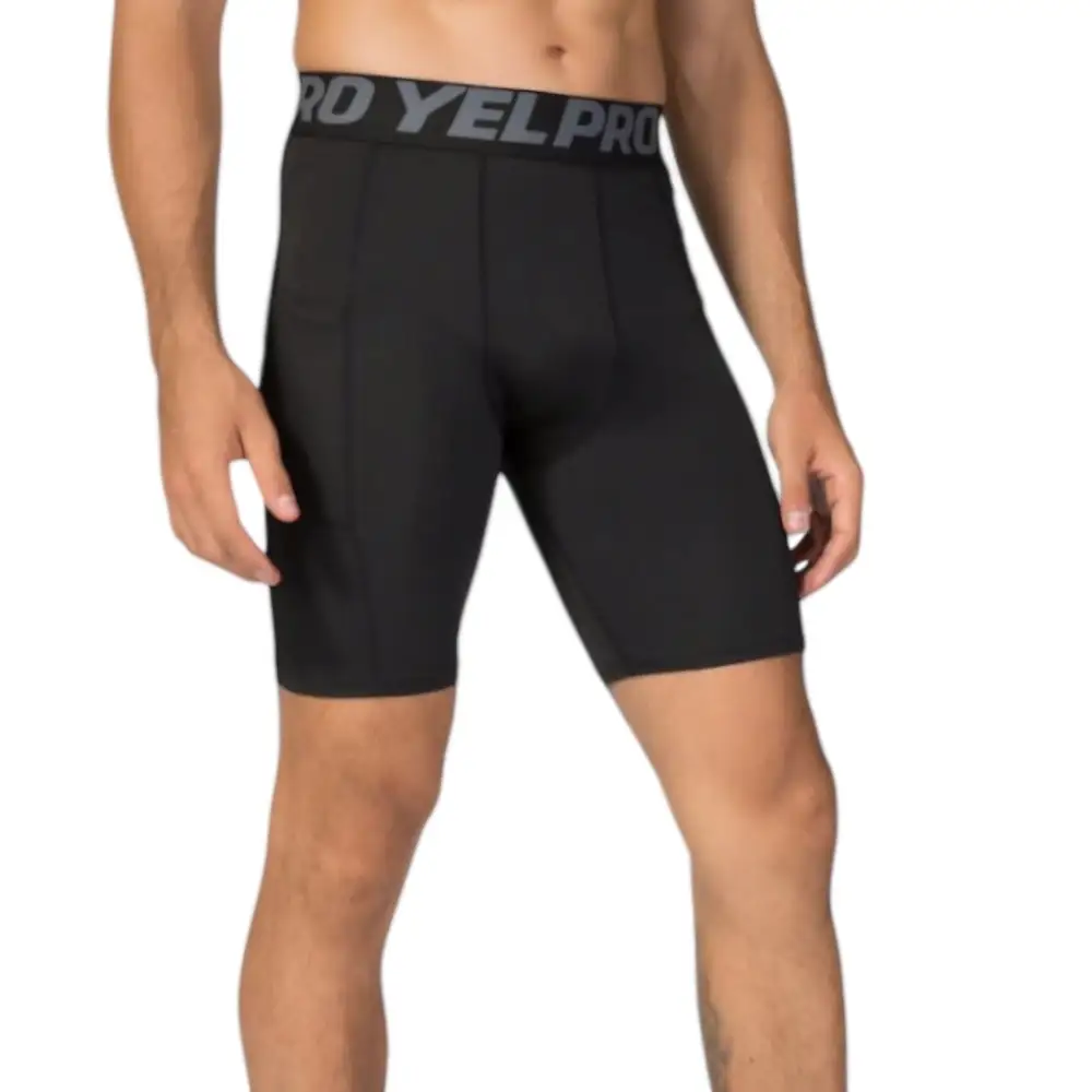 Elastic-Waist Wide-Waistband Compression Stretch Men's Athletic Shorts