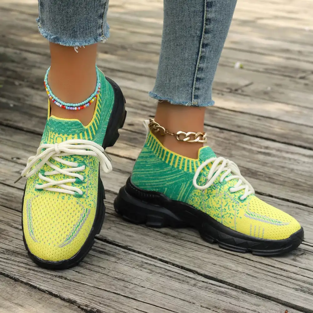 Modern Round Toe Lace-Up Sneakers
