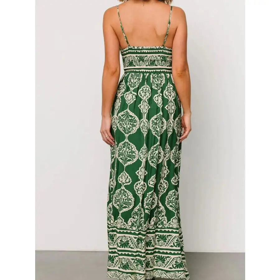 Printed V Neck Maxi Cami Dress