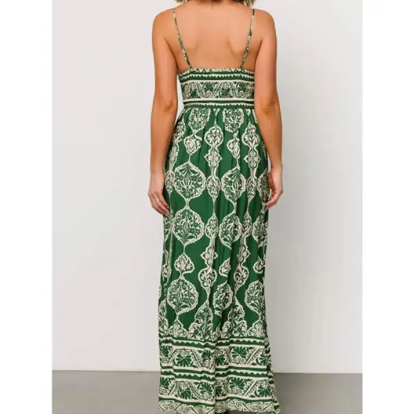 Printed V Neck Maxi Cami Dress