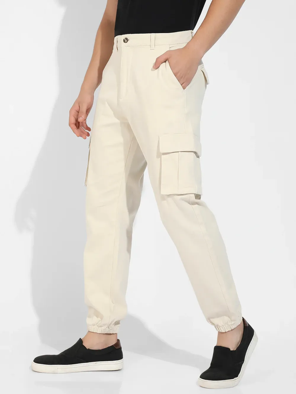 Yellow Mid Rise Cargo Trousers