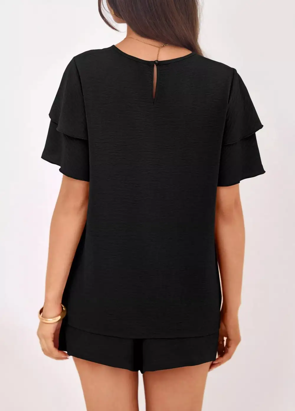 Ruffle Sleeve Top and Shorts Two-piece Set Everyday Look