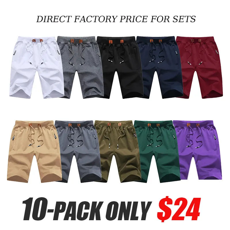 Men's drawstring shorts with zip pockets, elastic waistband, casual loungewear shorts