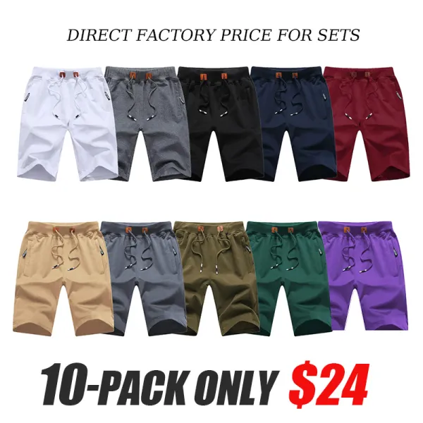 Men's drawstring shorts with zip pockets, elastic waistband, casual loungewear shorts