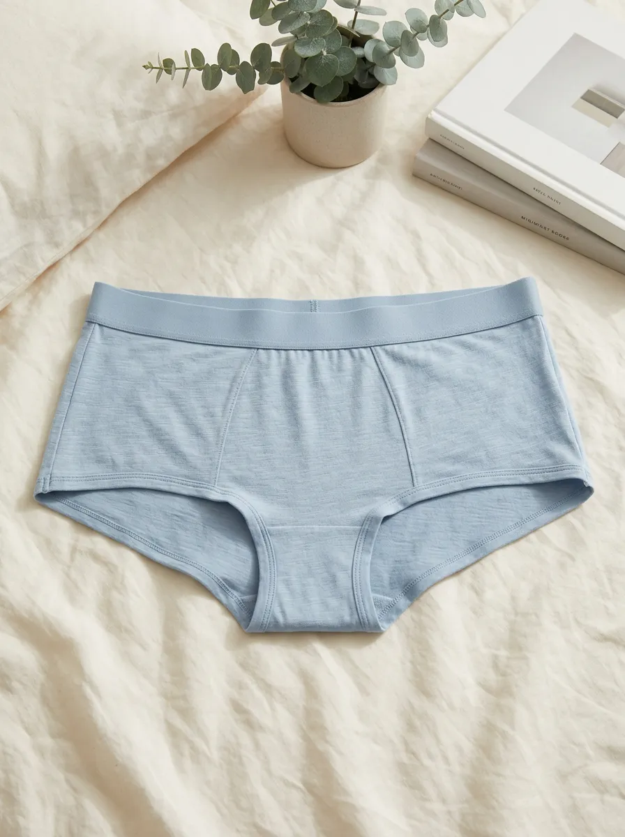 Women's Solid Light Blue Cotton Printed Panties