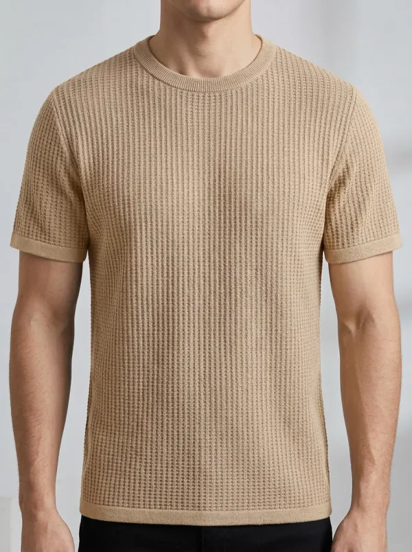 Refined Casual-Look Men's Knit Crew-Neck T-Shirt