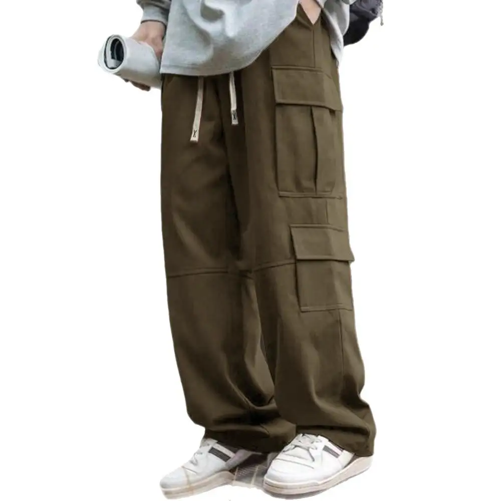 Men's Casually Cut Pockets Cargo Pants Wide Leg