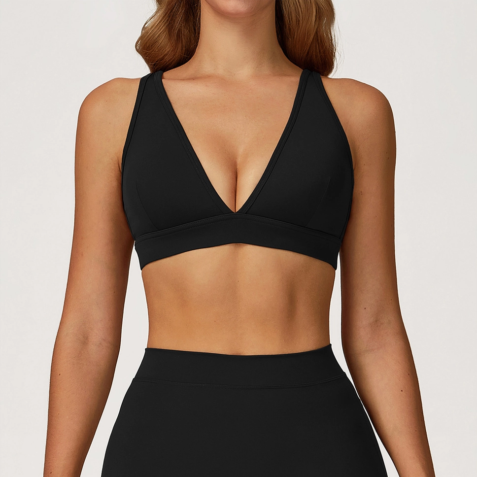 Deep V-Neck Sports Bra