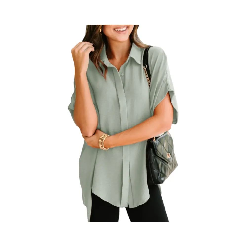 Women's Tops  V Neck Button Down Shirts