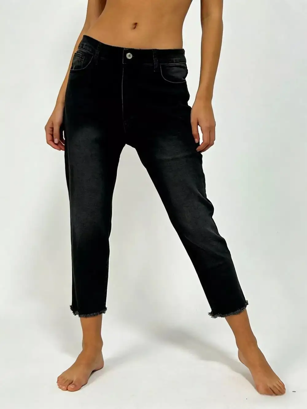 Easy Raw Hem Denim Jeans