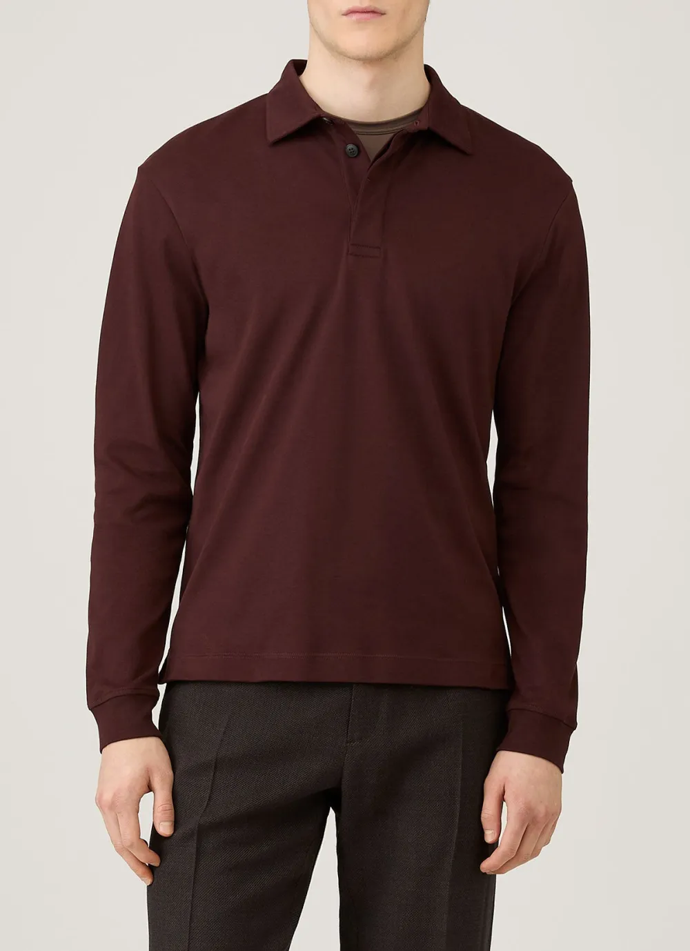 Understated Everyday Relaxed Fit Heavyweight Rugby Cotton Long Sleeve Polo Shirt