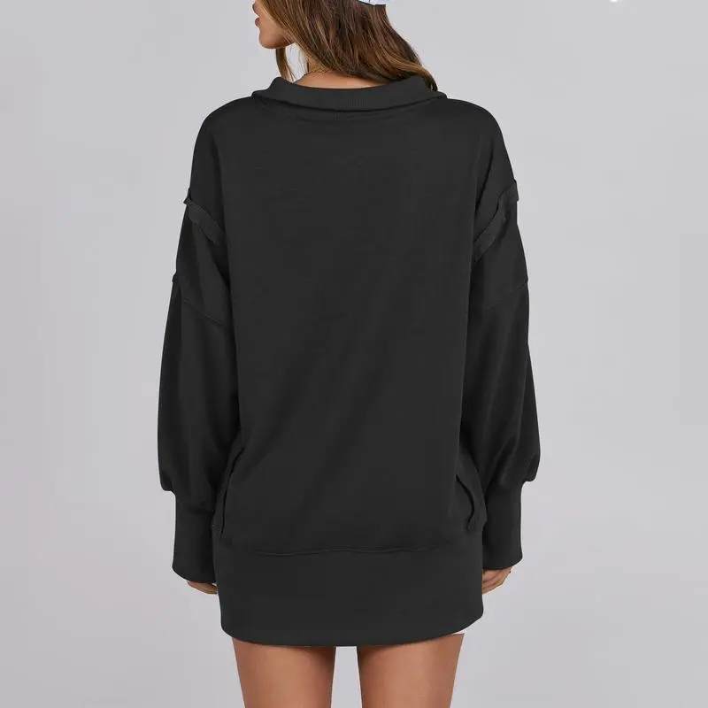 Women's Sweatshirts Oversized Casual Loose Button Up Henley Pullover Top High Low Split Fall Fashion Outfits