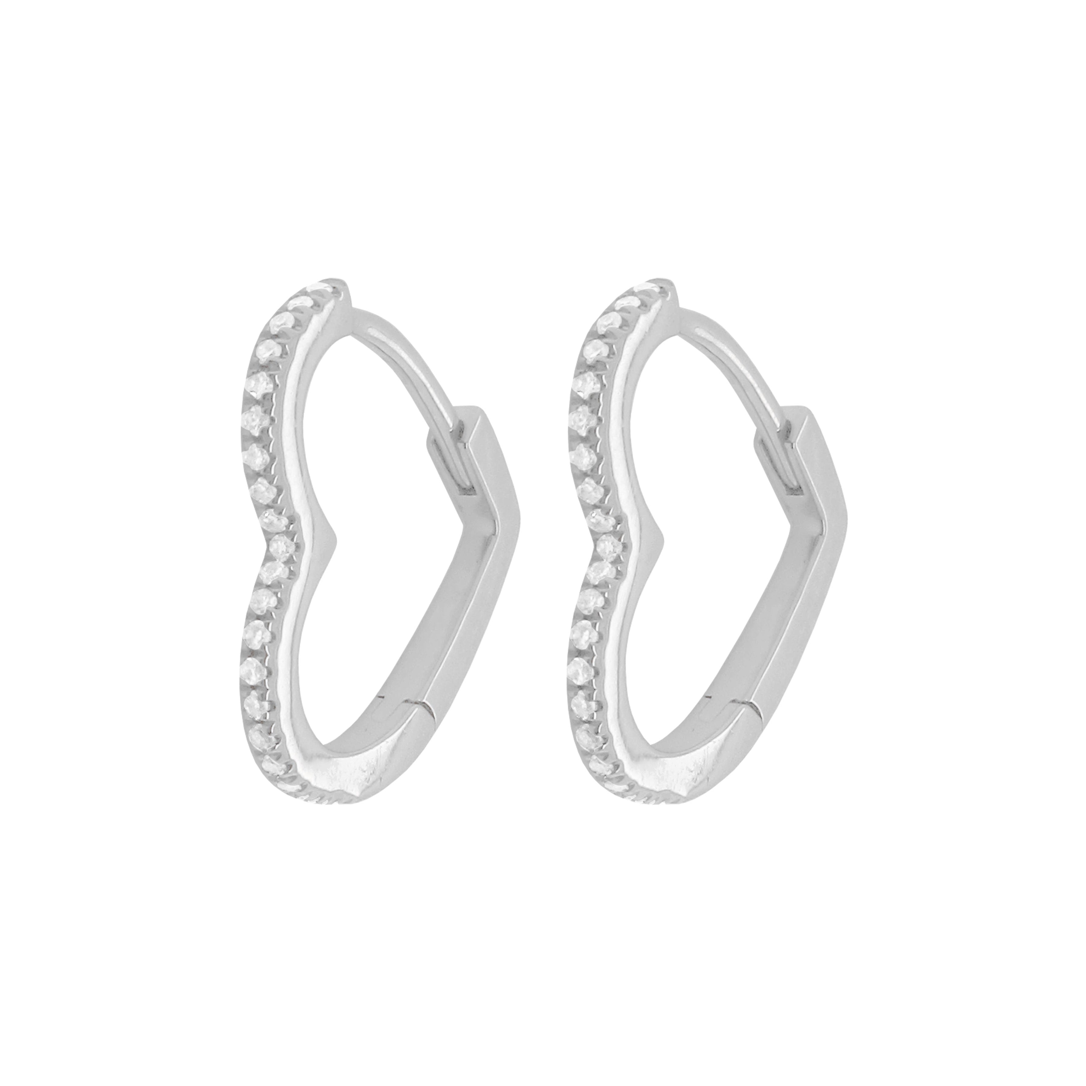 Classic Heart Gem Detail Huggie Earrings