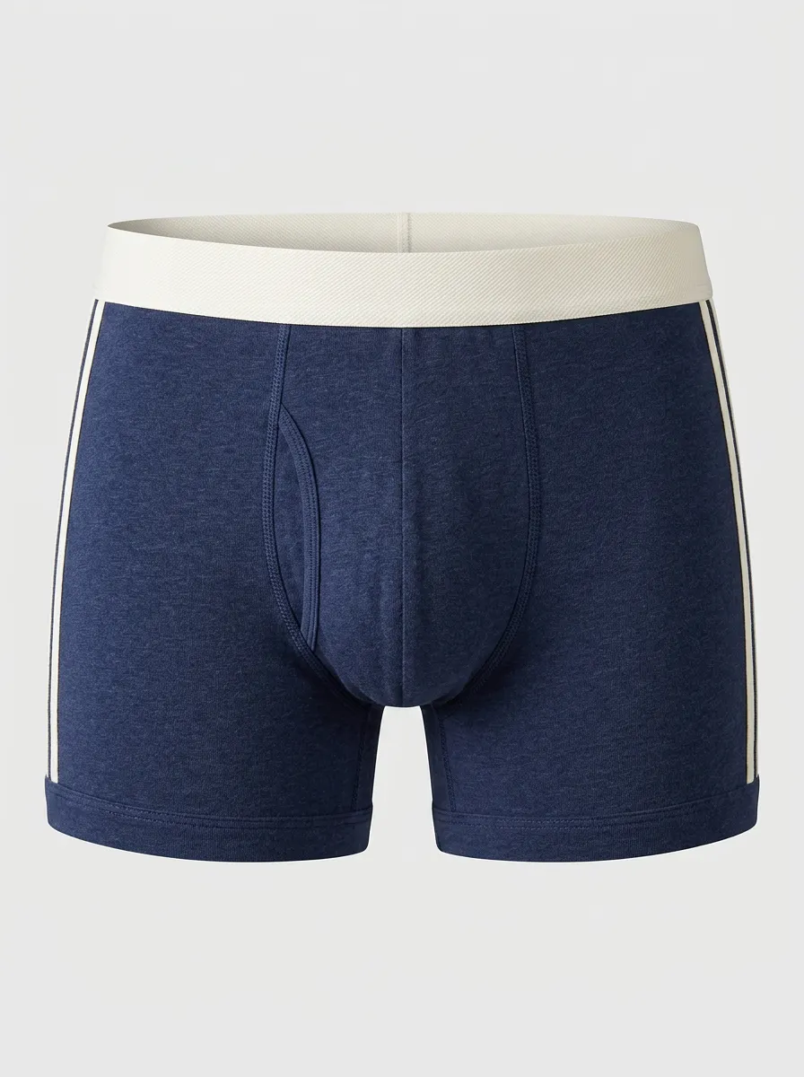 Men's Sporty Style Navy Blue Striped Printed Boxer Briefs