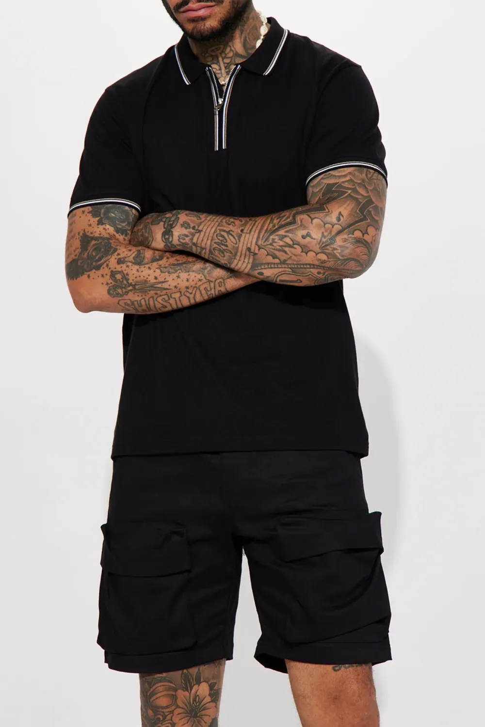 Stretch Short Sleeve Polo - Black