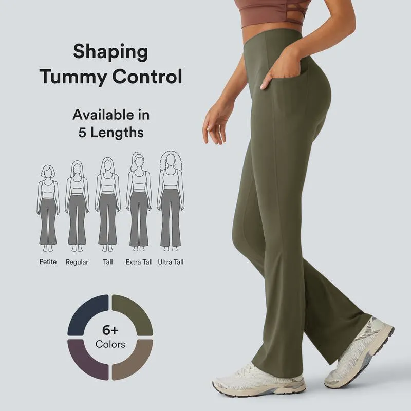 UltraSculpt High Waisted Tummy Control Pocket Shaping Yoga Bootcut Leggings