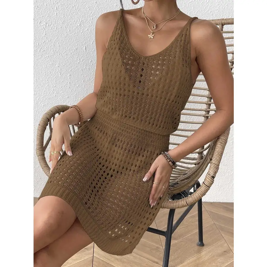 Everyday Crochet Knit Cover Up Mini Dress