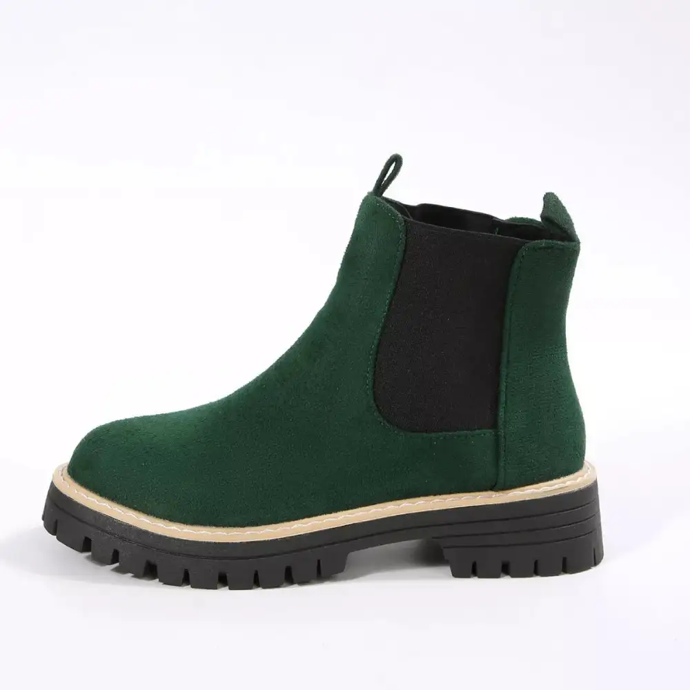 Layered Round Toe Block Heels Boots