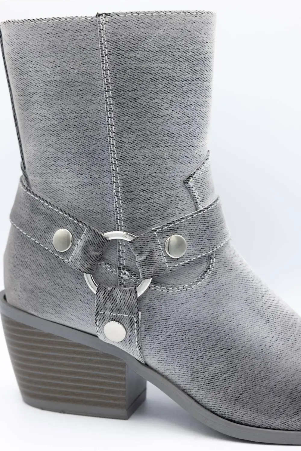 Harness Suede Pointed Toe Mid Calf Bootie