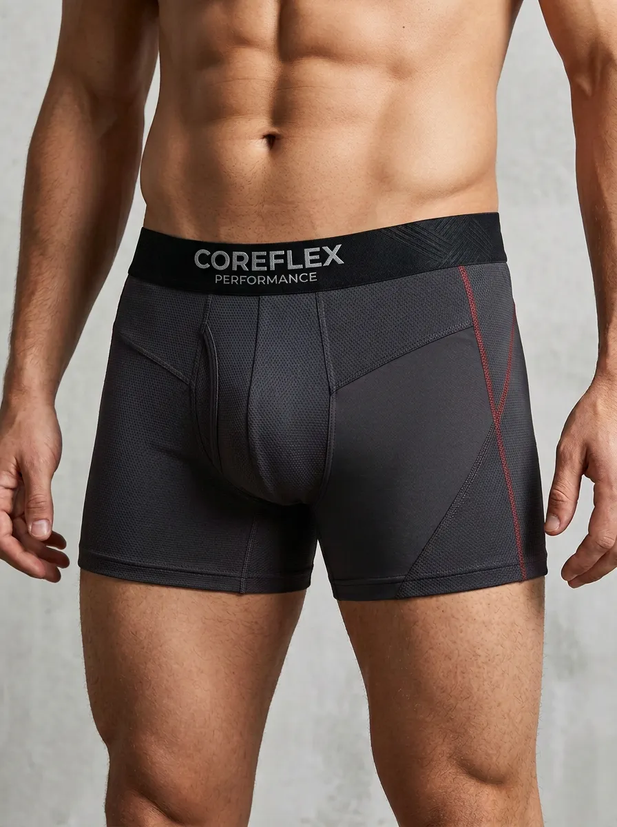 Men's Athletic Performance Colorblock Mesh Printed Boxer Briefs
