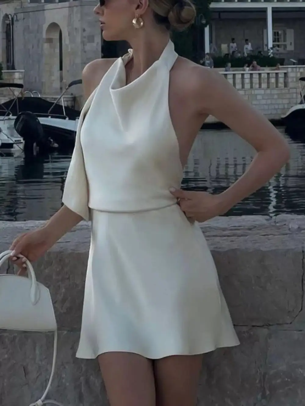 Graceful Everyday Halter Neck Mini Dress