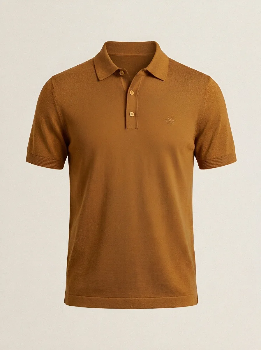 Compass-Detail Nautical-Inspired Men's Polo Shirt