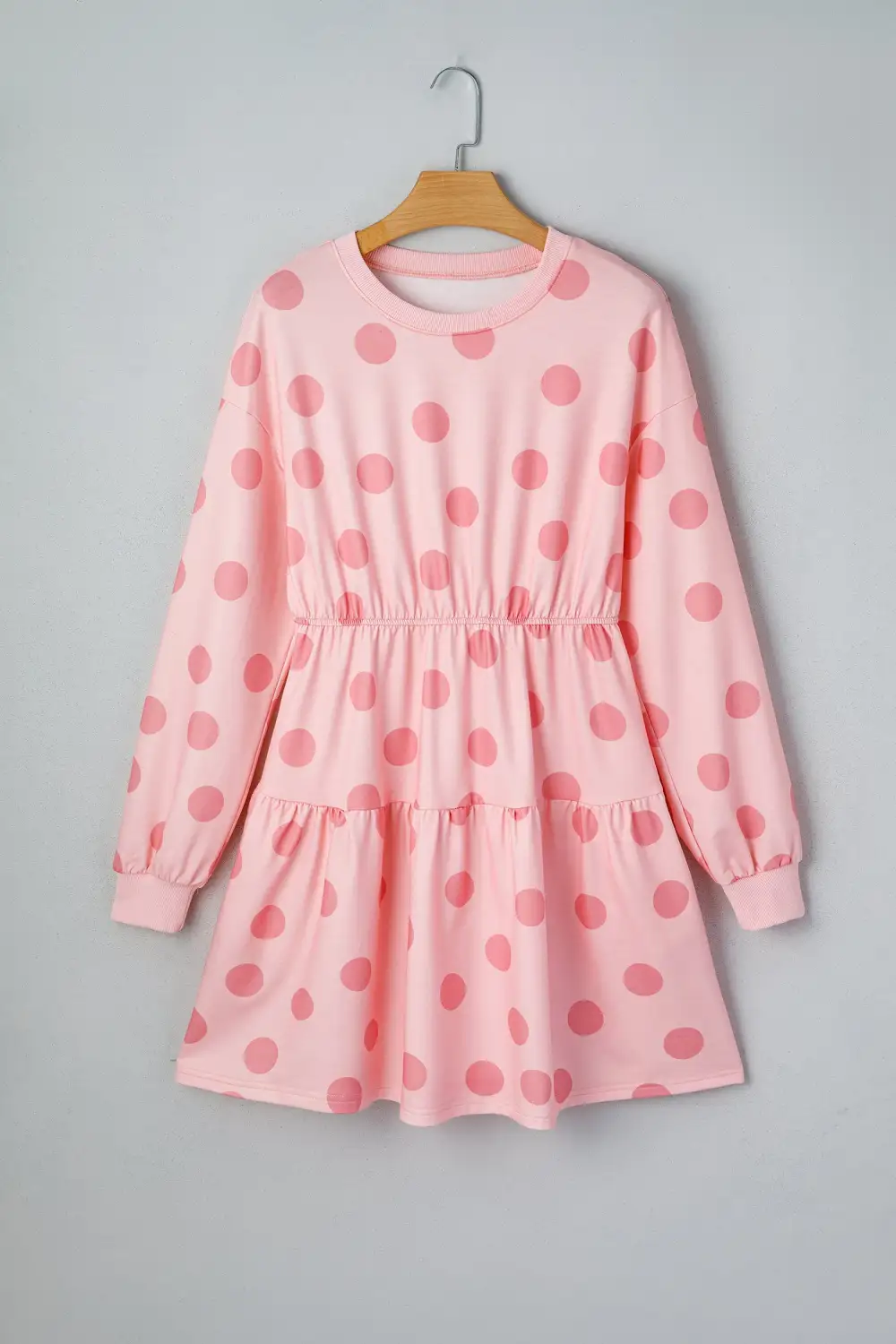 Polka Dot Printed Long Sleeve Mini Dress