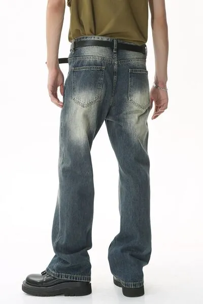 Easygoing Washed Pocketed Stretch Straight Leg Jeans