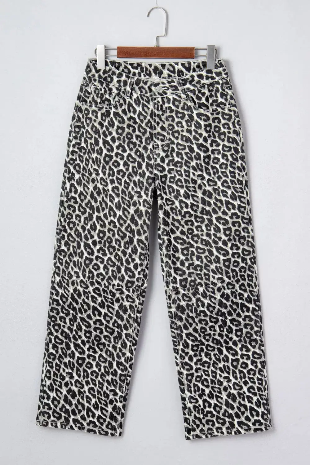 Leopard Print Barrel Jeans