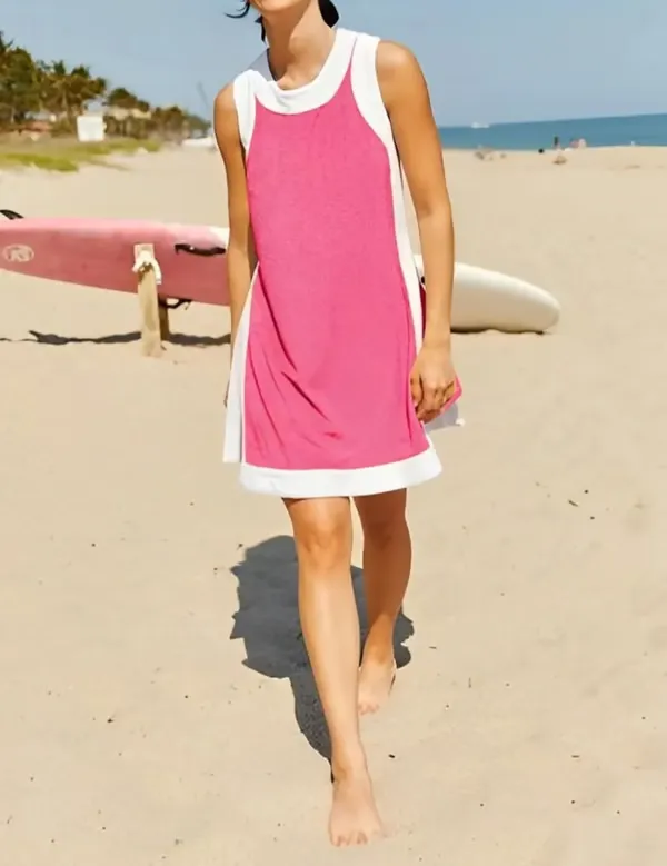 Women's 2-Piece Sets Color Block Crewneck Sleeveless Top + Skirt & Shorts w/ Pockets 🔥