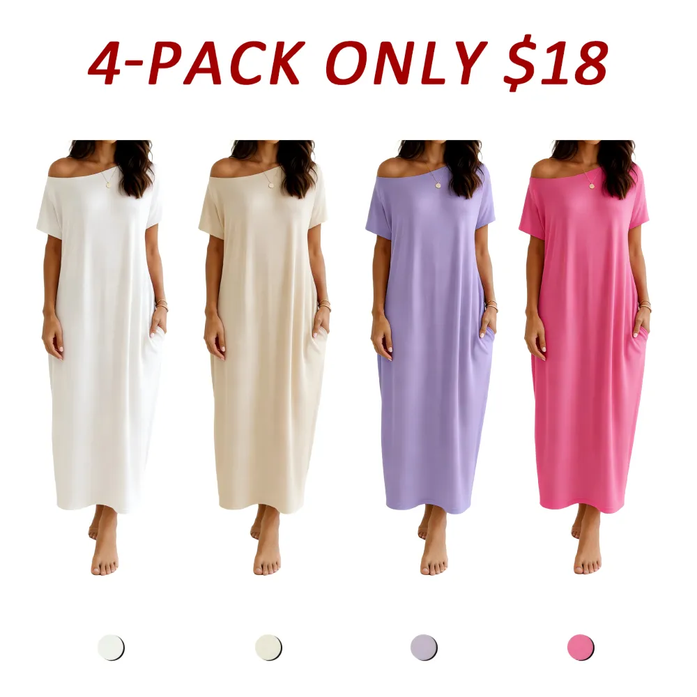 Women's Solid Color Batwing Sleeve Lounge Dress