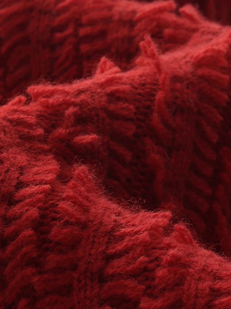 Wool Chili Red Women Sweater