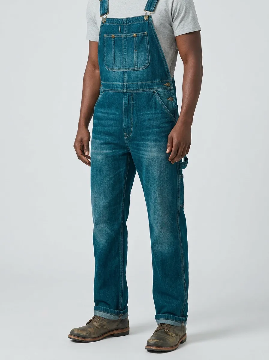 Men's Casual Vintage Wash Denim Bib Overalls