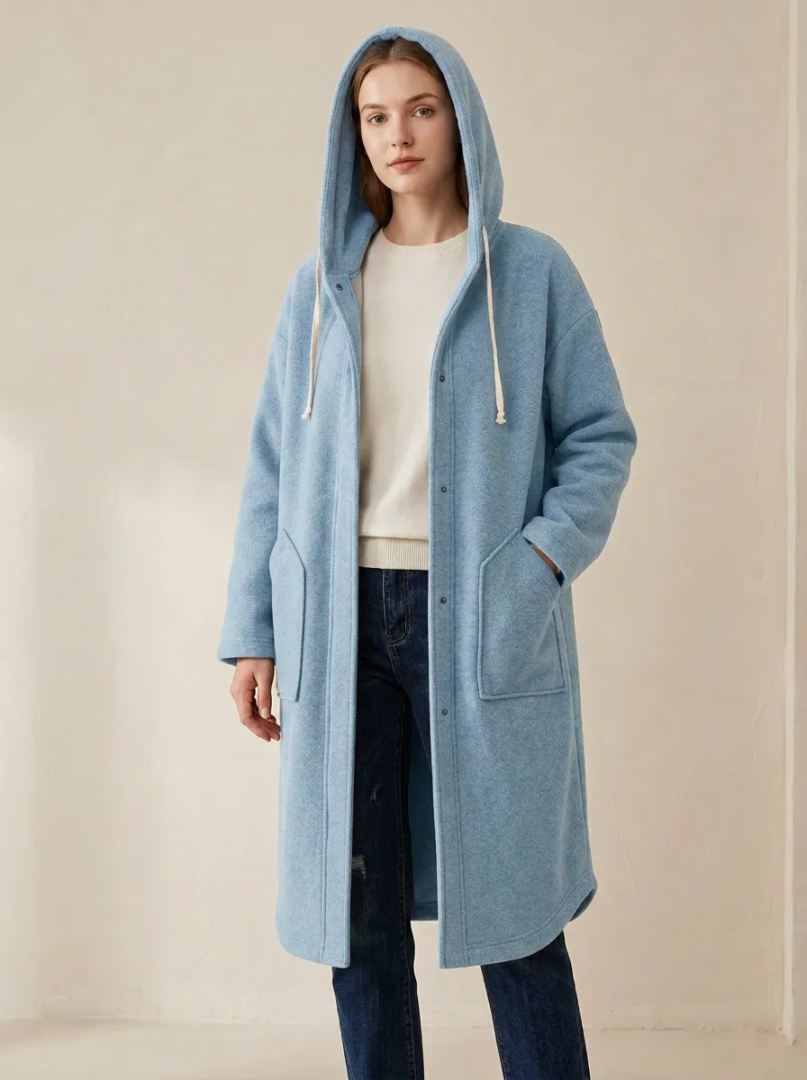 Clean-Profile Fleece Long Hooded Coat