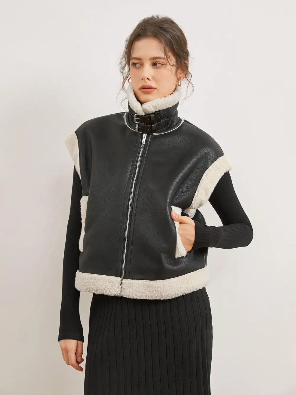 Leisurely Shearling Leather Vest