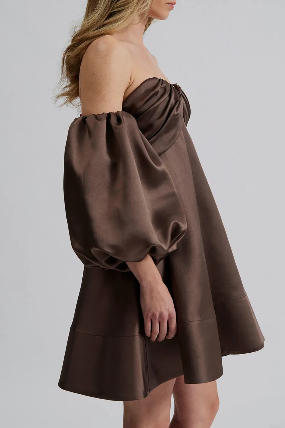 Off Shoulder Puff Sleeve Mini Dress