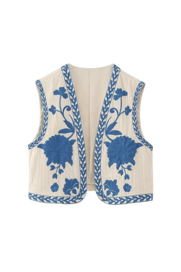 Embroidered Sleeveless Vest