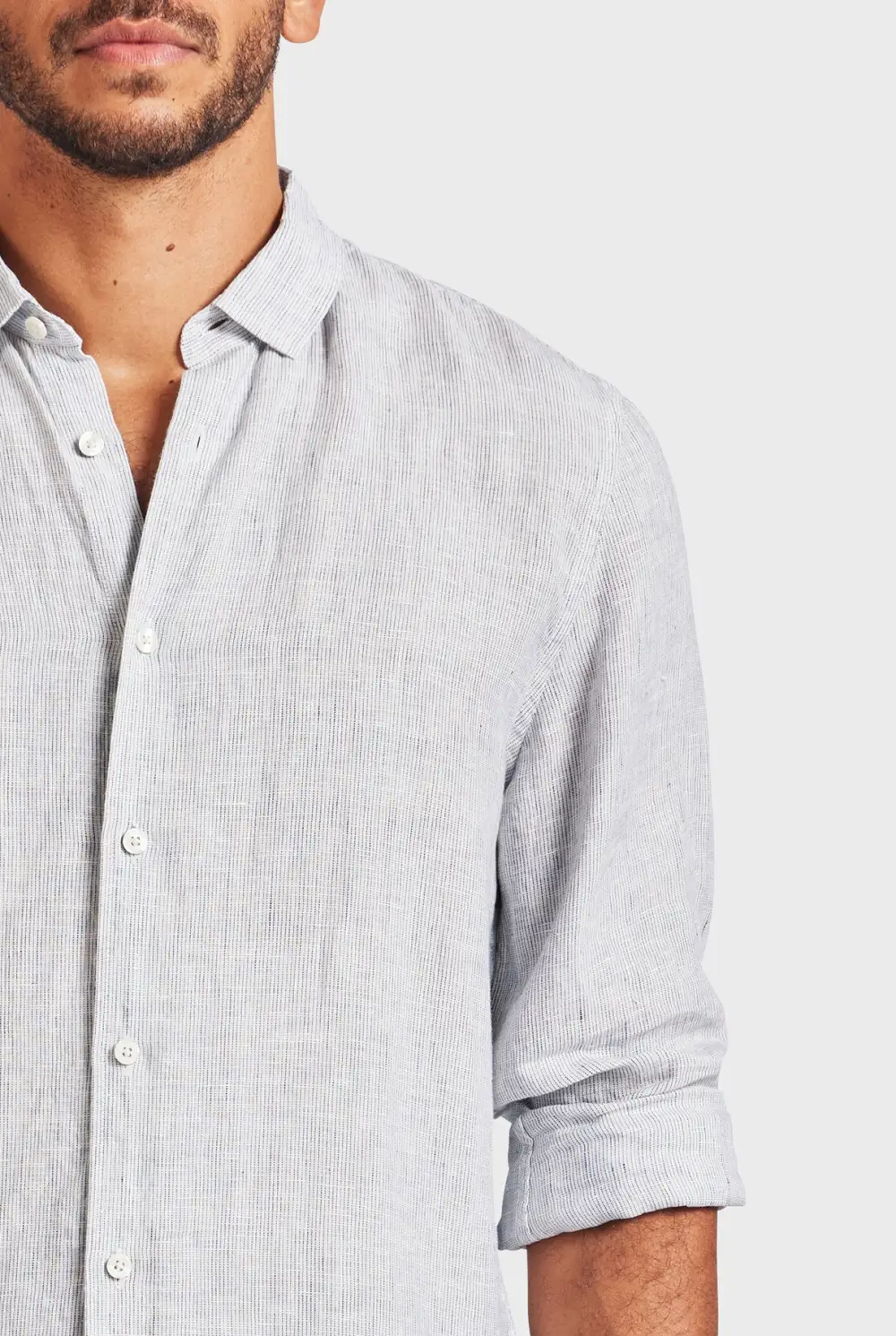 Black Linen Button Down Long Sleeve Shirt