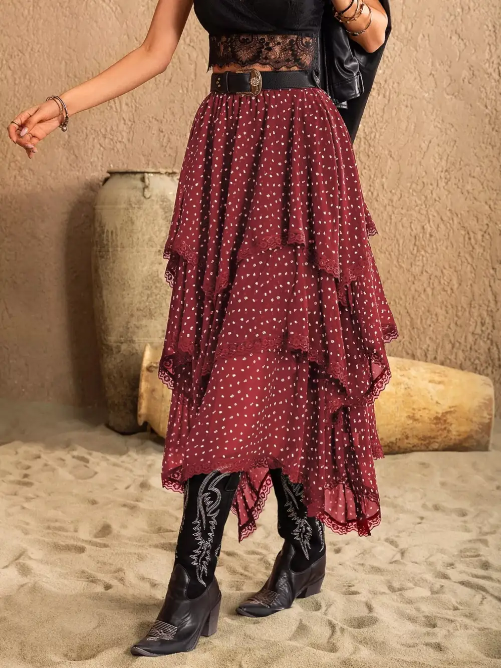 Round Neck Breezy Skirt
