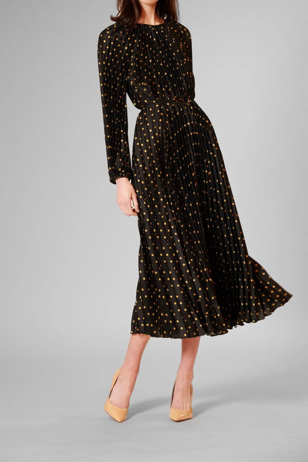 Pleated Waist Tie Maxi Dress