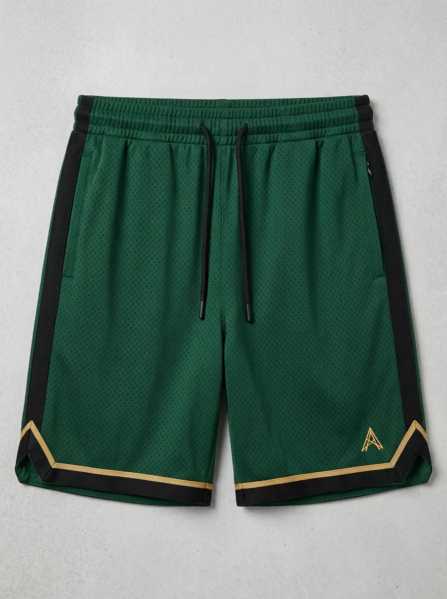 Versatile Embroidered Detail Silhouette Men's Basketball Shorts