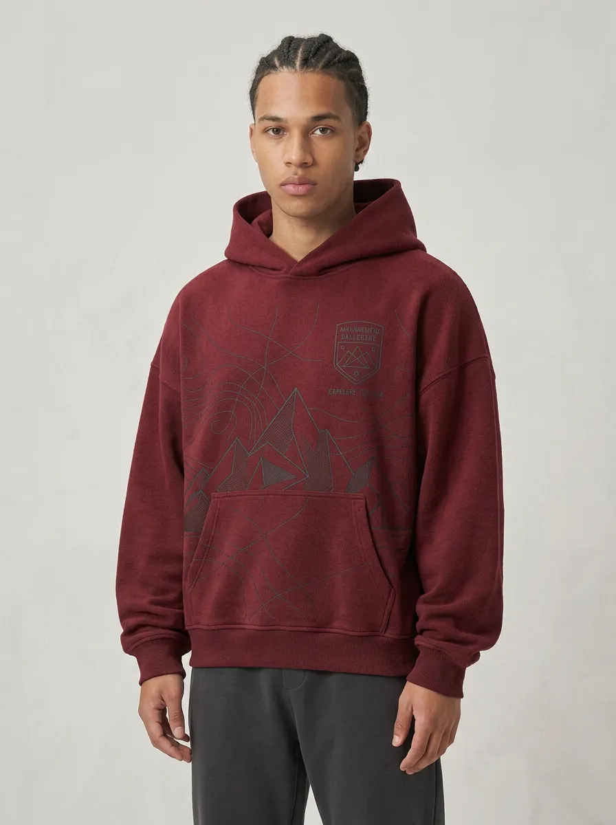 Men's Mountain Adventure Topographic Graphic Hoodie