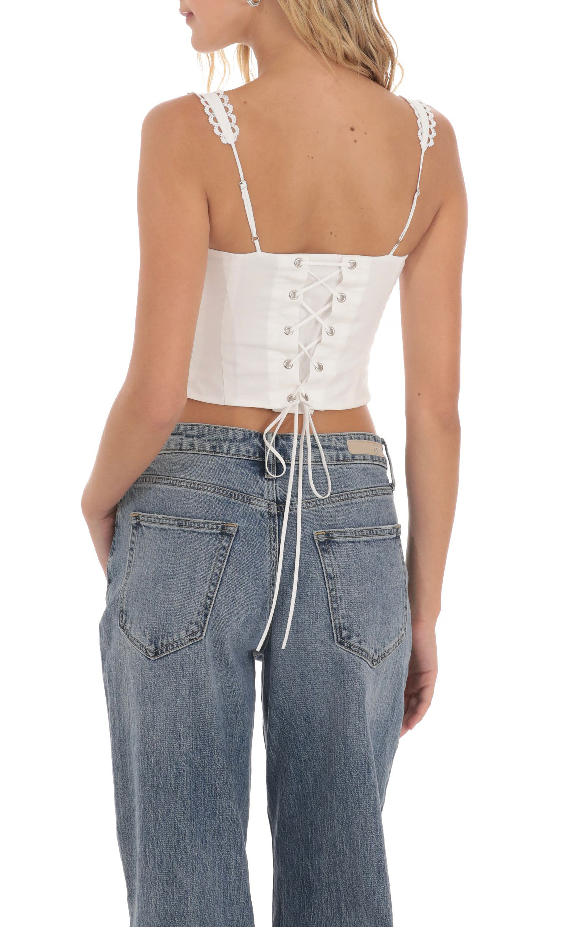 Embroidery Detail Top in White