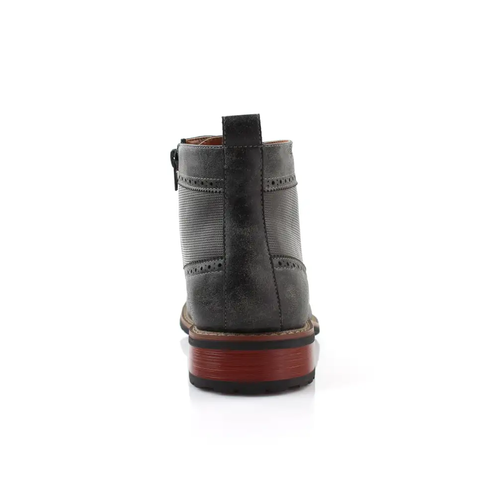 Faux-Leather Embossed Burnished Motorcycle Boots