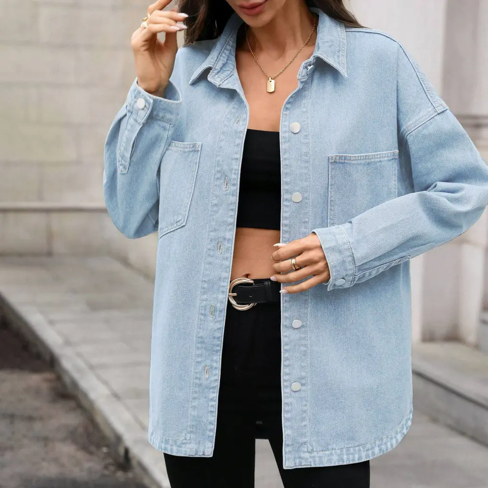 Relaxed Lapel Denim Casual Outerwear Jacket