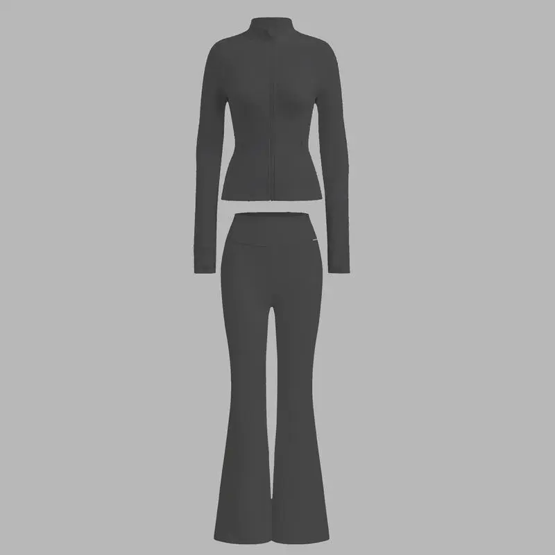 2PCS Slim-It BBL Jacket and Flare Leggings Daily Set